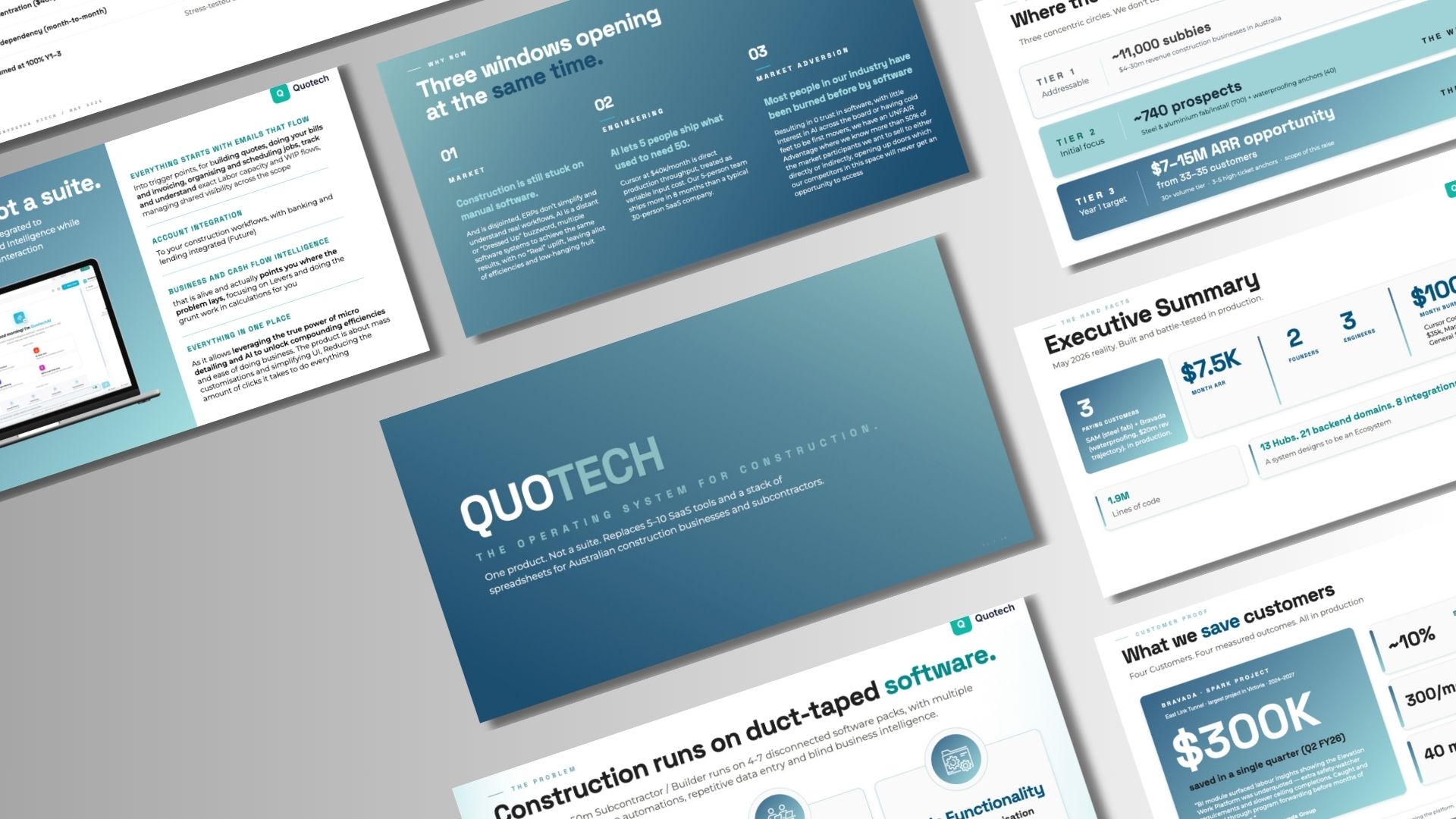 Portfolio preview showing selected investor presentation work